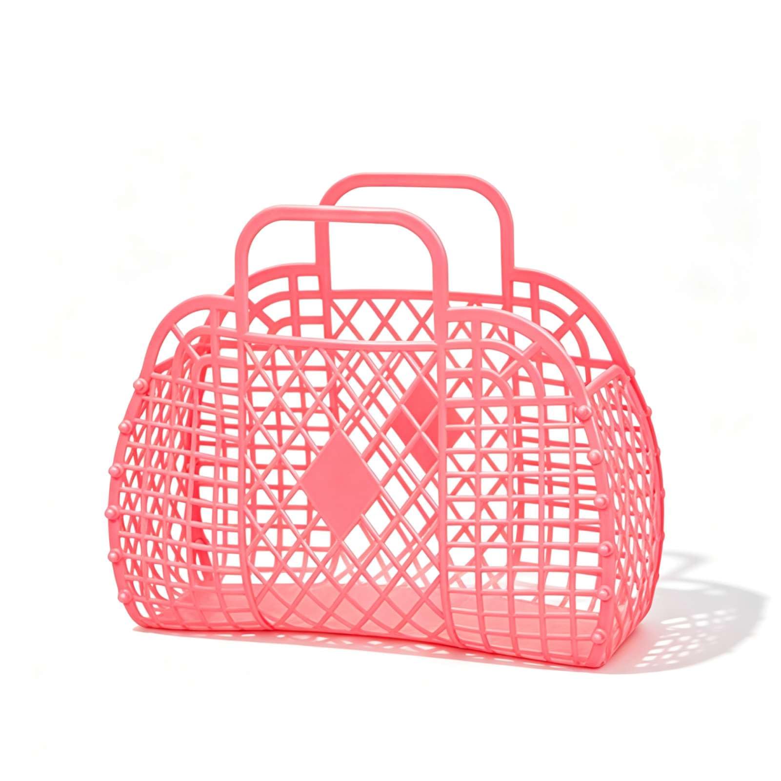 Beach Tote Bag, Women’s Plastic Tote Bag with Handle Foldable Reusable Shopping Handbags Basket Hollow Storage Basket for Halloween Xmas (250x110x220mm/9.84x4.33x8.66in)