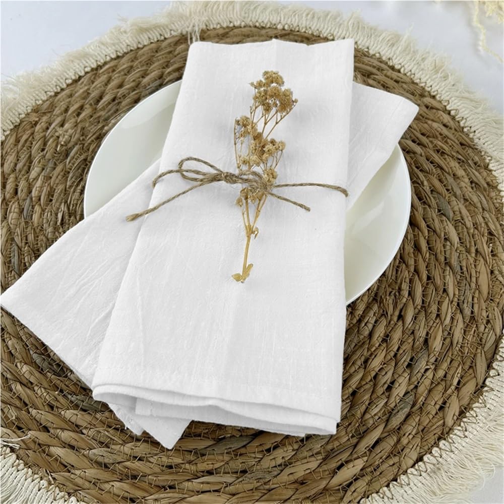 serwetki bawełniane, Podkładka na stół 40x40 cm, trwała, poliestrowa, gruba, do dekoracji kuchni i jadalni, wesel(White 12pcs)