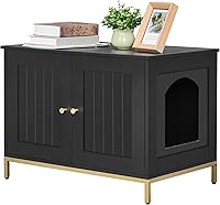 Vista 1 de Homhedy Gabinete para Caja de Arena para Gatos, Muebles de Baño para Gatos con Marco de Metal, Casa para Mascotas, Se Adapta a la Mayoría de Cajas