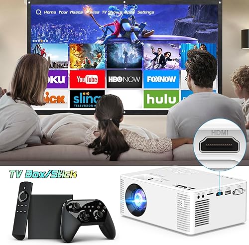 Miniatura 7 de TMY - Proyector de 5500 lúmenes con WiFi pantalla de 100 pulgadas portátil para ver películas al aire libre soporta resolución de 1080P Full HD y