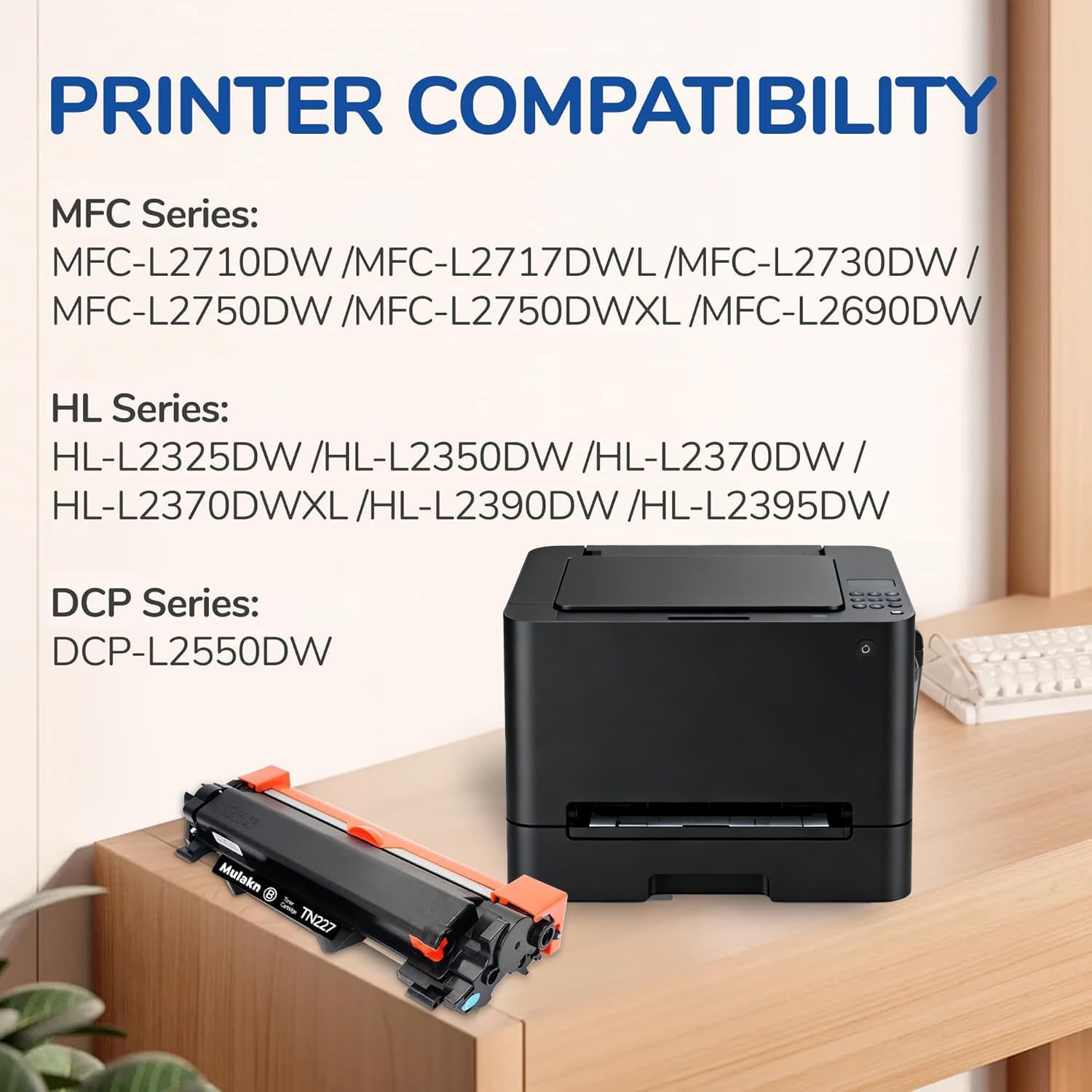 TN227BK/C/M/Y High Yield for TN227 TN223 Toner Cartridge 4PK for HL-L3270CDW HL-3230cdw HL-L3230CDW HL-L3210CW HL-L3290CDW MFC-L3710CDW MFC-L3750CDW (2PK TN227 Black for Laser Printer)