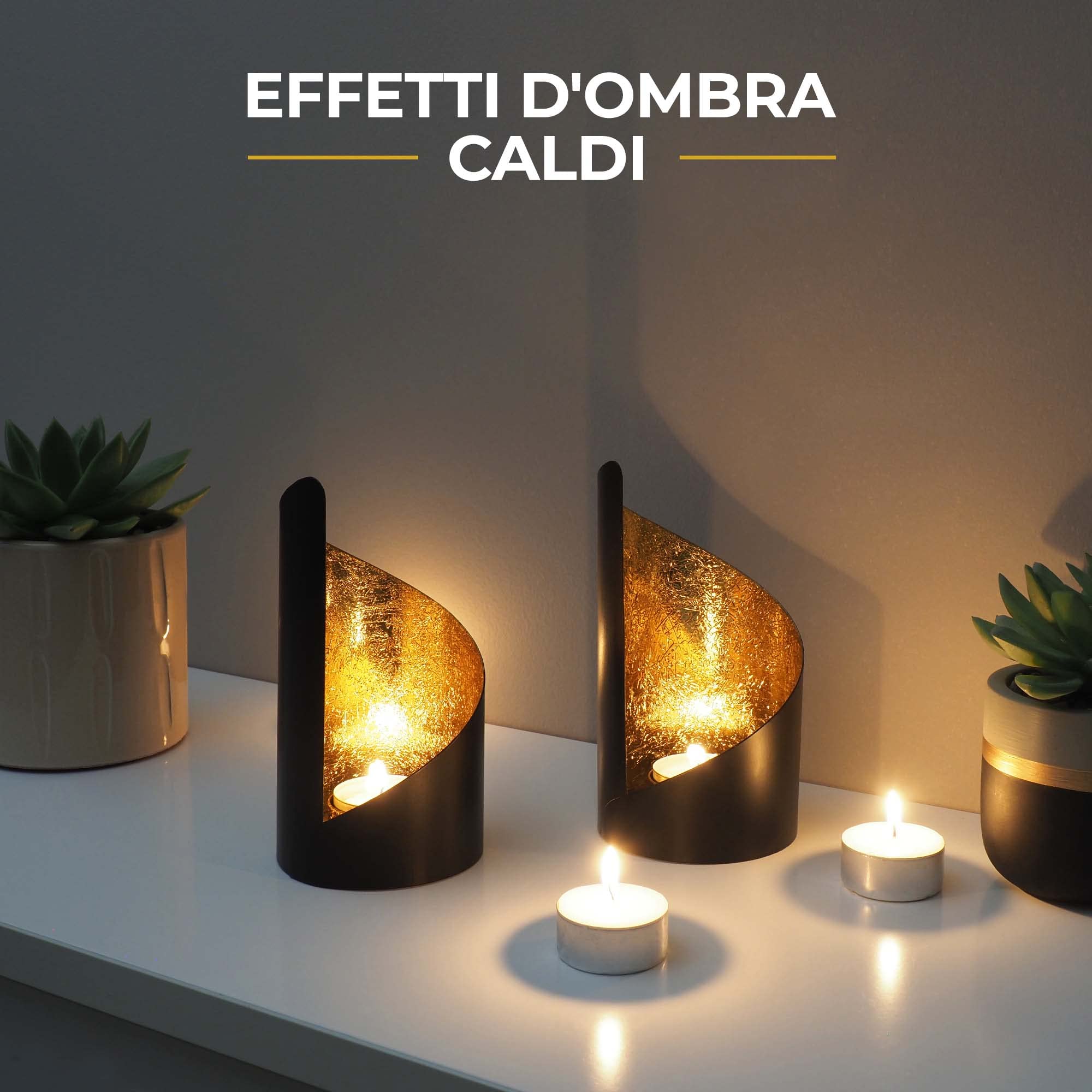 Set Di 3 Portacandele In Metallo Nero Per Candele, LED O Tealight, Decorazione Tavolo, Soggiorno, Cucina, Antivento, Regalo