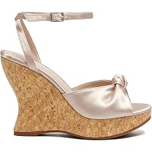Women's Platform Wedges Sandals Ankle Strap Open Toe Buckle Summer Heels Shoes for Beach Travel 4 Inch