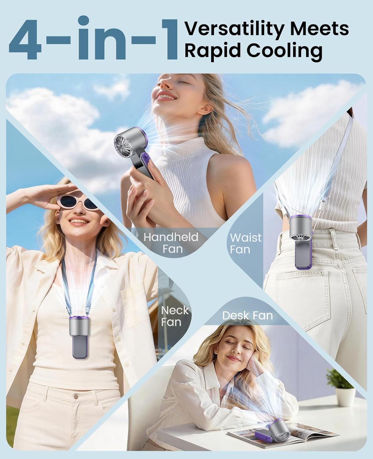 DIGIX Portable Handheld Turbo Fan with Ice Cooling, Rechargeable Personal Fan, Up to 15Hrs Cooling, 100 Speeds 25000RPM Powerful Portable Fan for Travel Outdoor,120° Adjustable, LED Display (Grey)