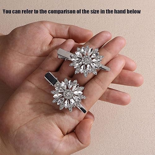Miniatura 3 de Missgrace Pinzas para el cabello delicadas con flores de cristal brillante para bodas, bailes, fiestas, novia, diamantes de imitación, accesorios