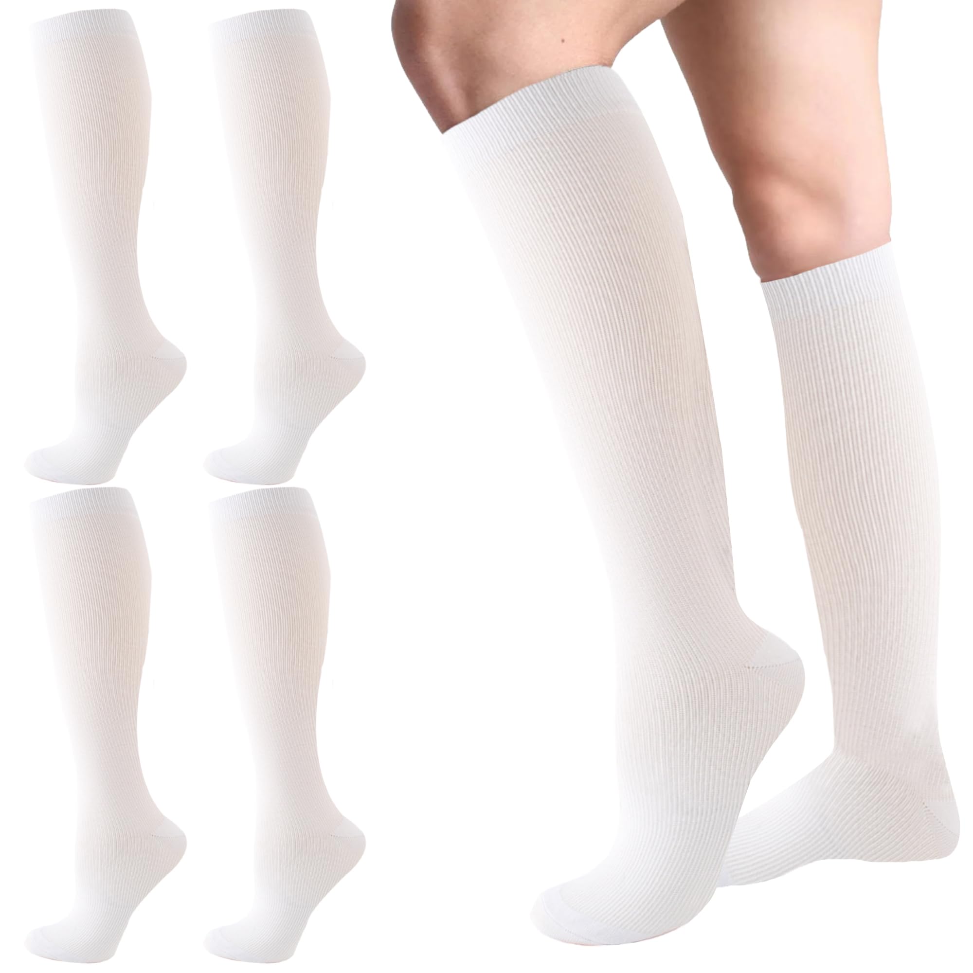 6 Pairs Compression Socks for Women and Men Circulation, 20-30 mmhg Support for Athletic Running, Hiking, Nurse, Recovery