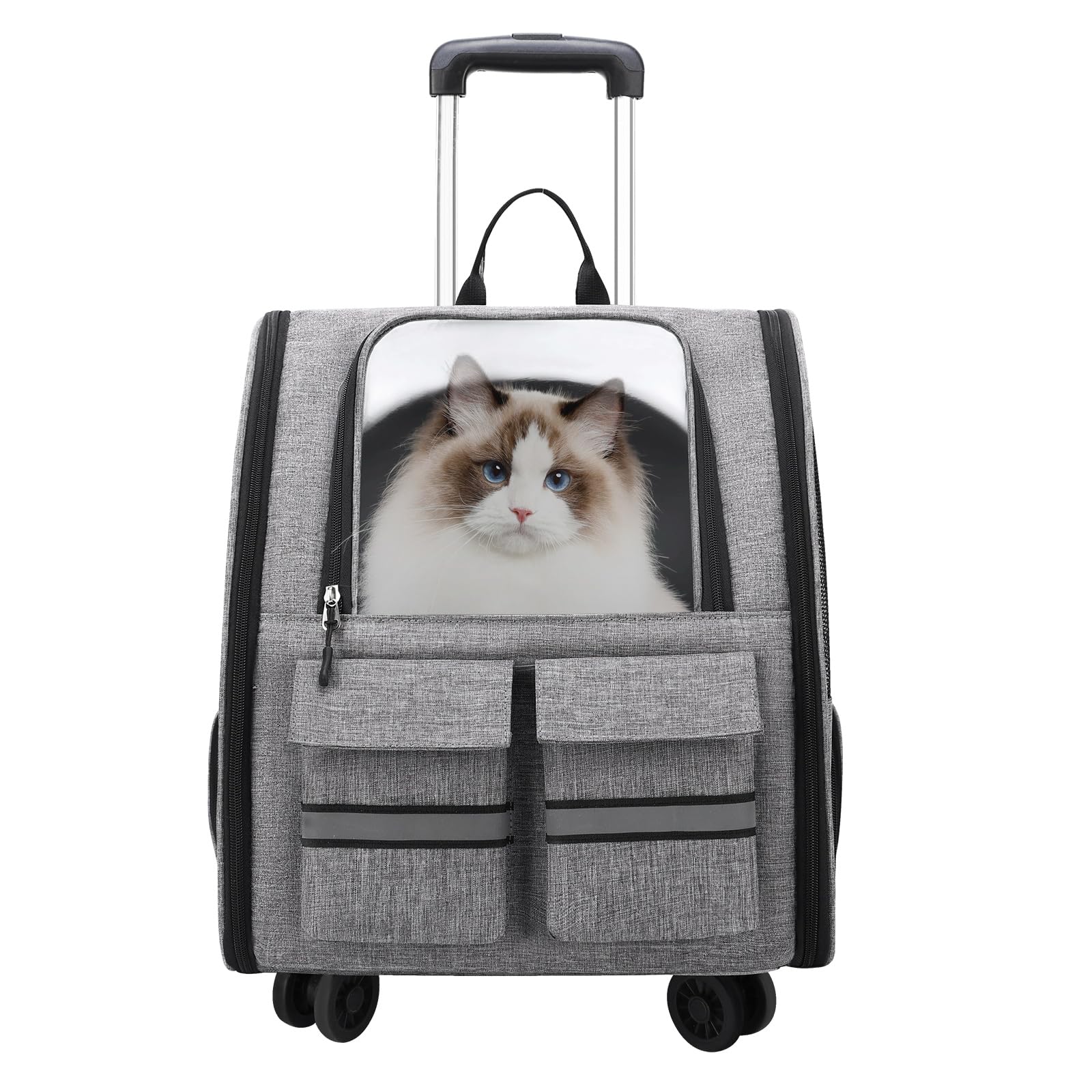 Opetdo Mochila de transporte para perros con carrito 3 en 1 hasta 20 kg, gatos, cachorros, malla totalmente ventilada, diseñada para viajes, senderismo, uso al aire libre (gris)