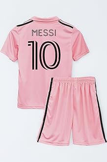 Football Soccer Inter Messi 10 Home Pink Jersey Set Football Set T-Shirt with Pink Shorts Set (Kid's, Boy's & Men's)