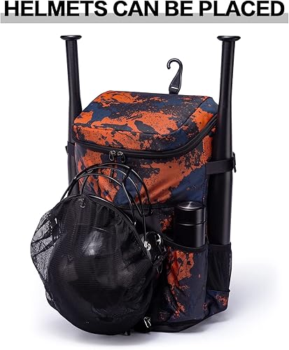 Vista 11 de TUGUAN Mochila de béisbol para adultos con soporte para bates de 2/4 y gancho para cerca, bolsa ligera de softbol para hombre con compartimento