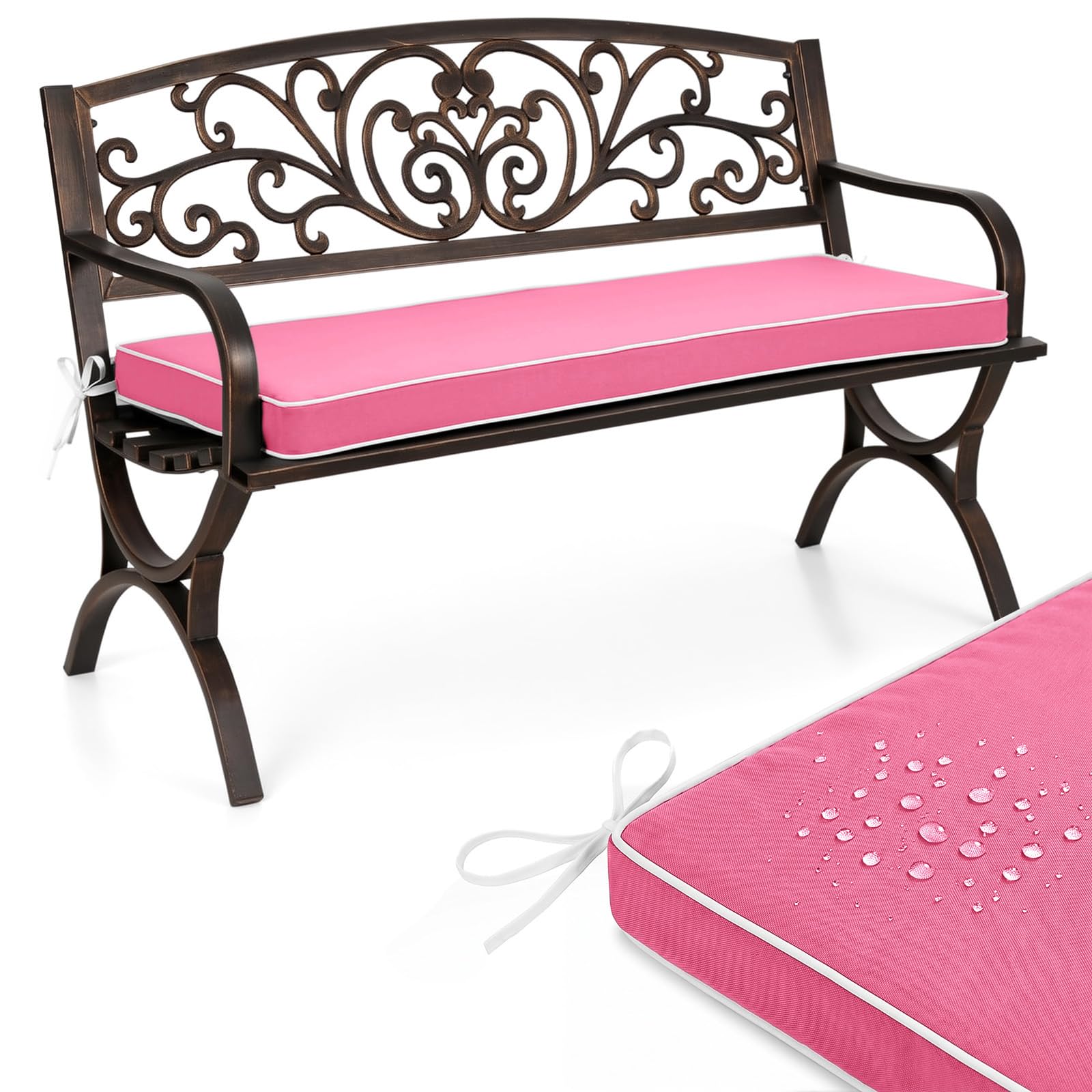 PTKG Outdoor Cushions 5cm Thick Double Piping Waterproof Outdoor Bench Cushions 2/3/4 Seater 50d High Density Foam Removable Zipper Cover for Garden Patio Window Seat Porch — image 1