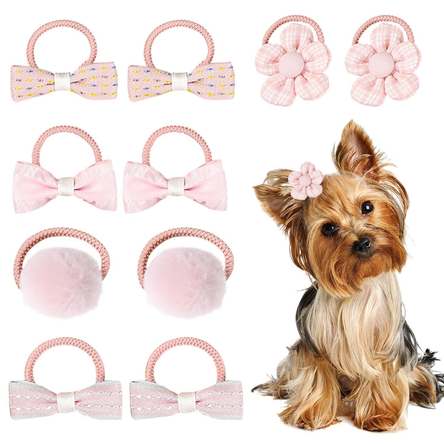 10 Morceaux De Poils d'animaux, Accessoires De Cheveux pour Animaux De Compagnie, Anneaux De Cheveux Mignons, Anneaux De Cheveux Élastiques Et Fournitures pour Animaux De Compagnie.