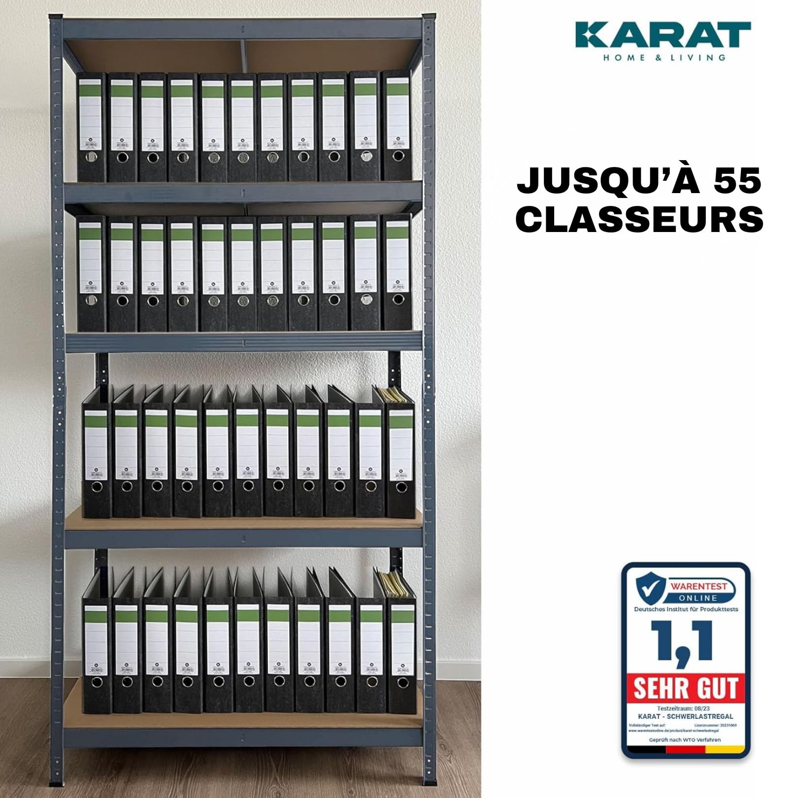 KARAT – Lot de 2 étagères Robustes Lakota pour Charges Lourdes – Étagères enfichables avec 5 tablettes réglables – Rayonnages en métal Idéal pour Cave ou Garage – Noir, 180 x 90 x 40 cm