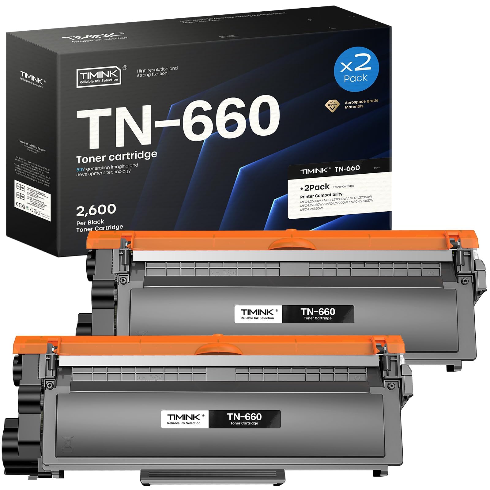 Timink TN660 Compatible Toner Cartridge Replacement for TN660 TN-660 TN 660 TN630, Compatible with HL-L2300D HL-L2380DW HL-L2320D DCP-L2540DW