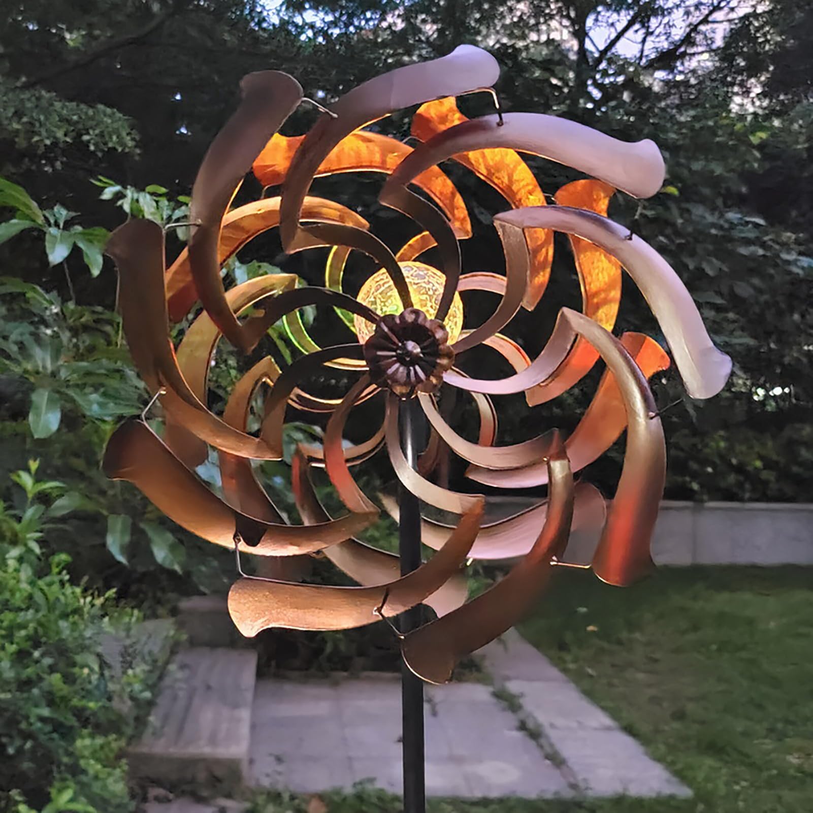 Moulins à Vent Double Couche,énergie Solaire eolienne de Jardin,Éolienne À Vent en Métal,Sculptures et Mobiles à Vent,Décoration pour l'extérieur, Le Jardin, Le Patio