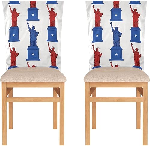 Miniatura 2 de 4th of July Independence Day Red and Blue Lady Liberty Decorative Chair Cover for Dining Room Chairs Soft Dining Room Chair Covers Protector para