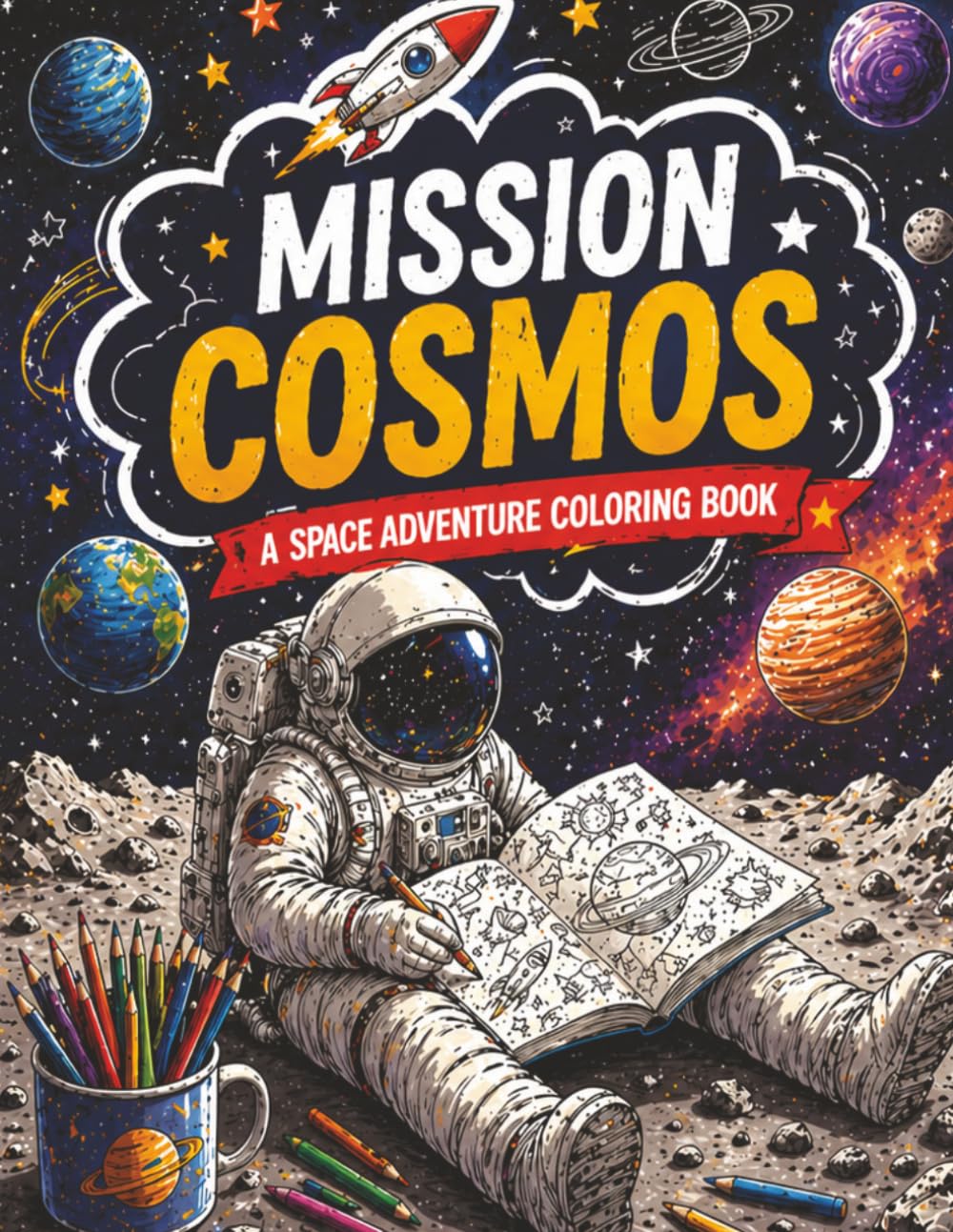 Mission Cosmos: A Space Adventure Coloring Book