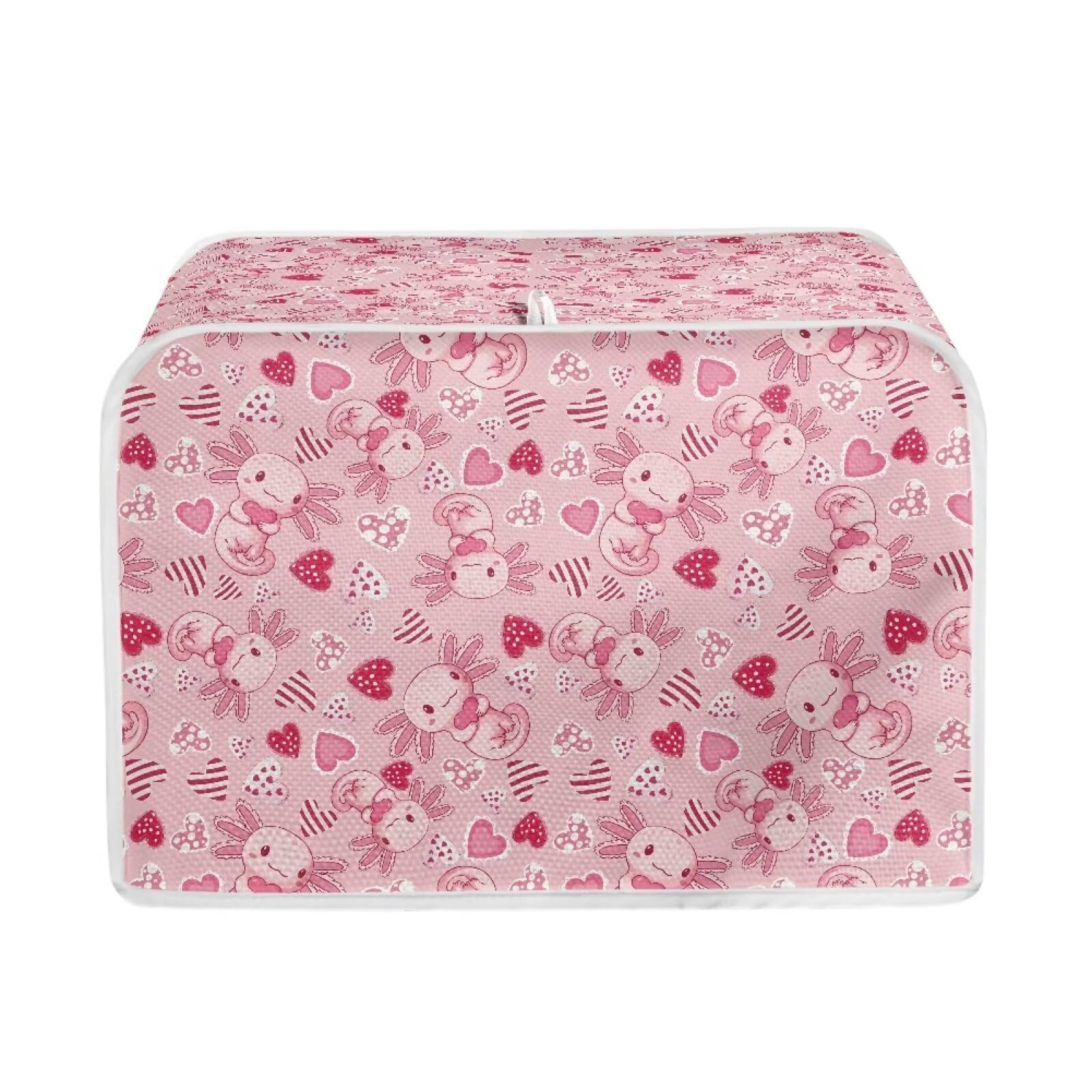 Xoenoiee Axolotl Hearts Pink Valentine Print Toaster Cover Toaster Oven Cover Toaster Appliance Dust Proof Cover for Kitchen Small Appliance Kitchen Accessories for 4 Slice