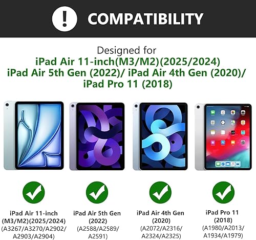 Miniatura 2 de KBCASE Funda para iPad Air de 11 pulgadas (M3M2) 20252024 con teclado, funda de teclado para iPad Air 54 generaciónpara iPad Pro 11 2018, funda de