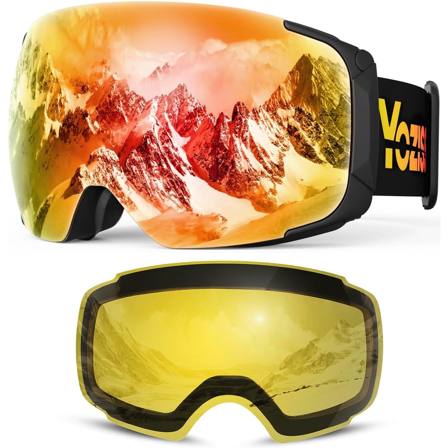 Maschera da Sci per Uomo, Donna, e Giovani, Occhiali da Sci Antiriflesso con Doppia lente per Snowboard, Protezione UV al 100%, Compatibili con Casco OTG, Sci, Pattinaggio, Snowboard, Moto, Ciclismo