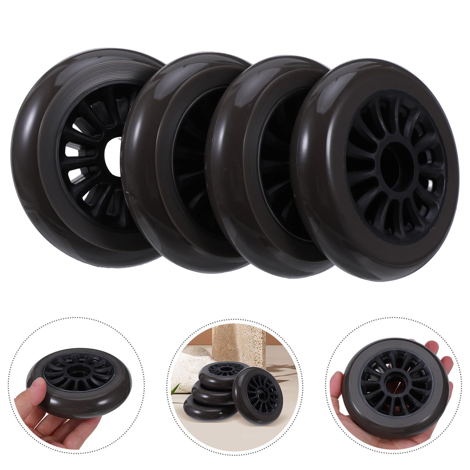 ORFOFE Ruote per Scooter in Plastica Nera Ruote di Ricambio Resistenti e Leggere per Pattini Rotelle Skateboard e Valigie per Principianti e Uso Esterno