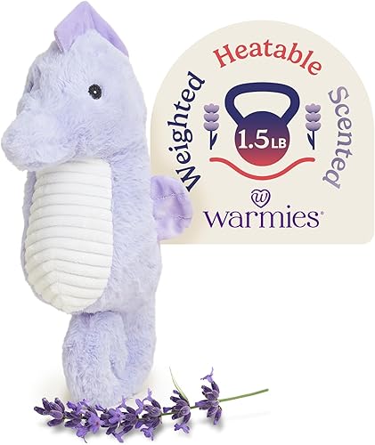 warmies Animales de peluche aptos para microondas y con peso, caballo de mar, peluche con calefacción para calidez y comodidad, lindos juguetes de