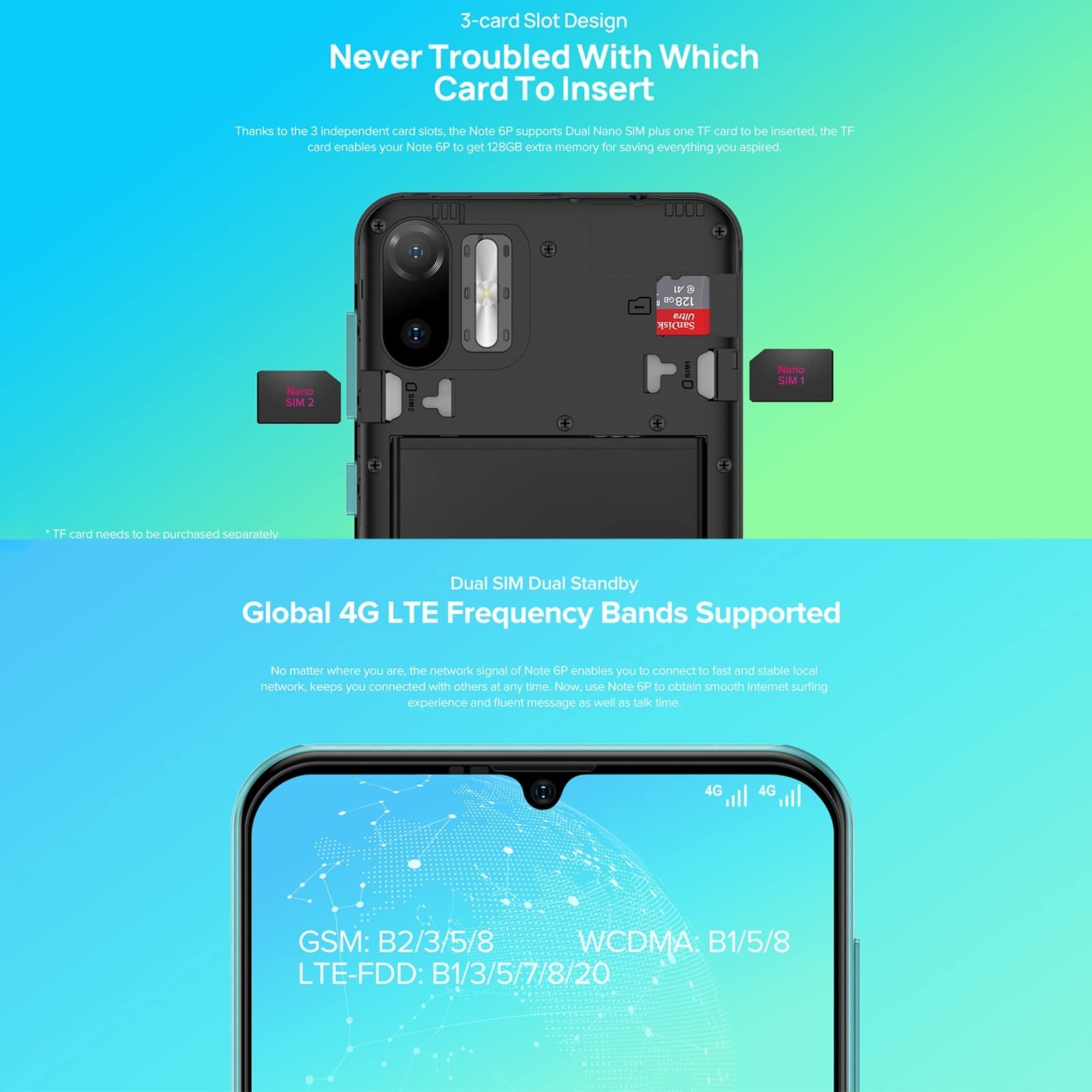 Ulefone 4G Smartphone Offerta del Giorno NOTE 6(P), 8,5mm Ultra Sottile Cellulare DUAL SIM,Schermo HD+ 6,1'', Slot Per 3 Schede, Android 11 Go, 2GB+32GB, Fotocamera 8MP+5MP,GPS Sblocco Facciale Rosso