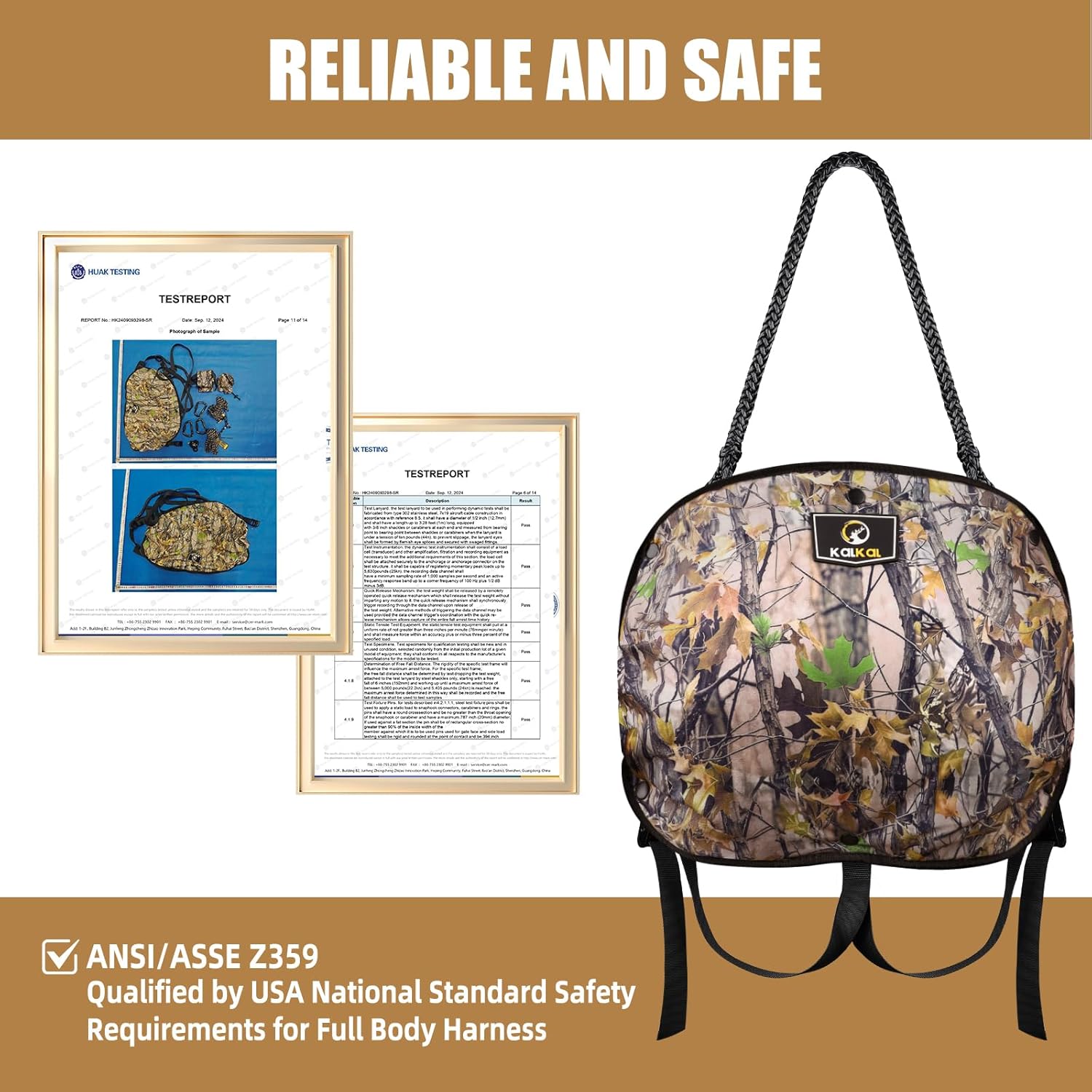 Kalkal Saddle Hunting Kit, Lightweight Camo Hunting Saddle, Tree Climbing Saddle with Removable Padded Seat, Includes Bridge and Safety Rope Tree Stand Accessories