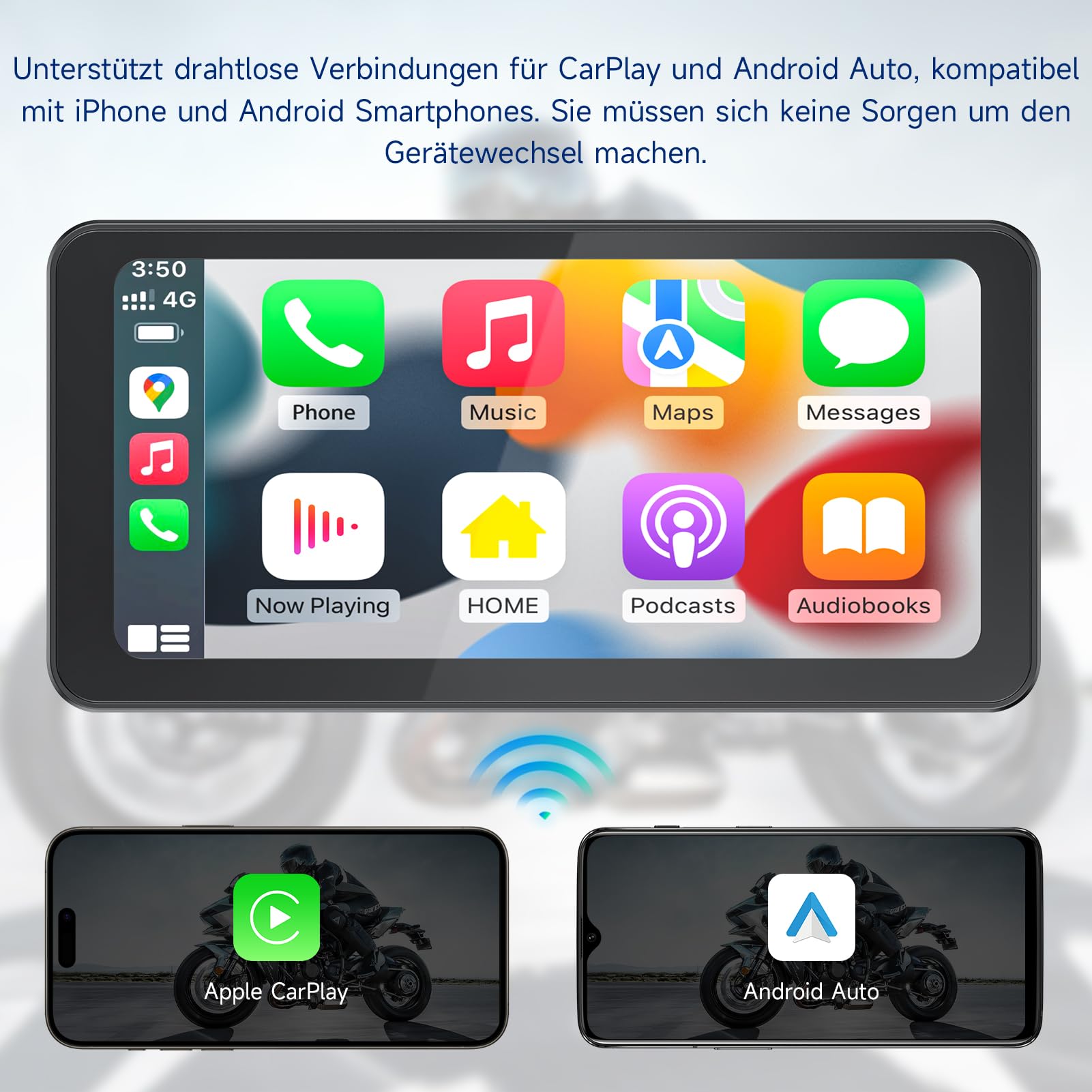Spedal CL871 6.25" Motorrad CarPlay & Android Auto Bildschirm, Ganzkörper Wasserdicht, GPS Navigation für Motorrad, Bluetooth, Siri/G00gle Assistent (CL871)