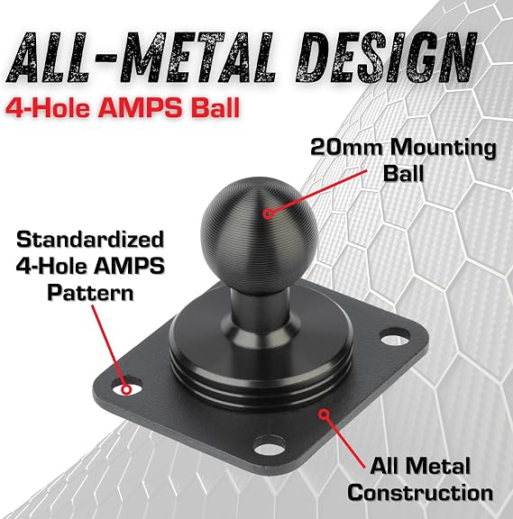 Bulletpoint Metal 4-Hole AMPS Base Mount with 20mm (0.787 inches) Mounting Ball (2 Pack)