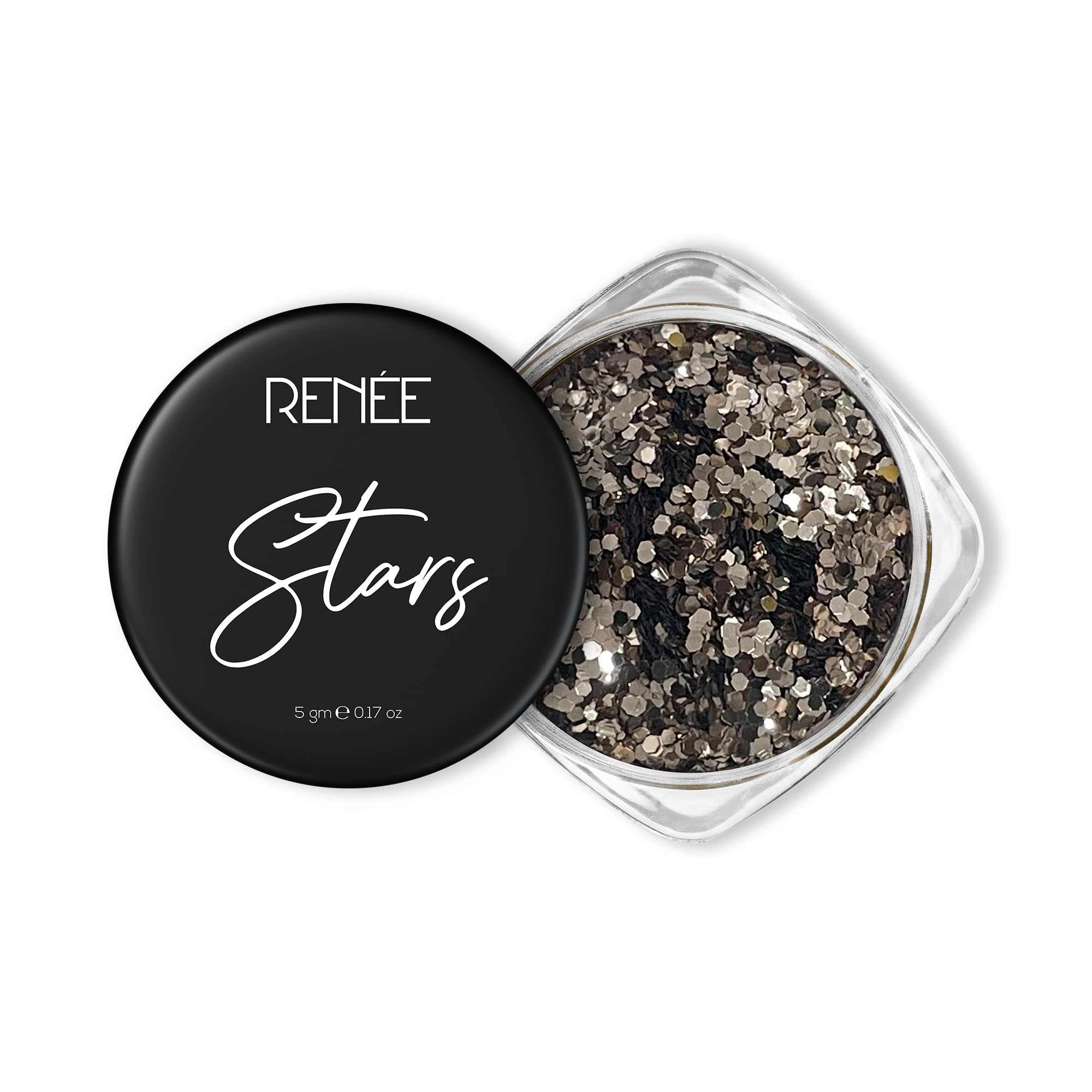 RENEE Stars Face & Body Glitter - Bronze 5 Gm- Safe, Skin Friendly, Cruelty Free, Light-Reflecting Sparkle, Long Lasting, Lightweight Makeup Look for Parties, Music Festival, Easy to Apply & Remove