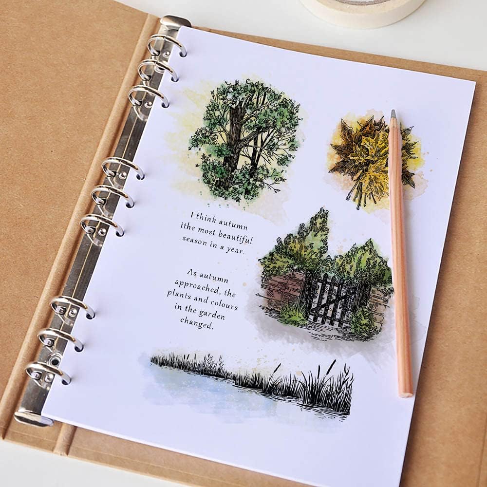 Threetols Autumn Tree Background Clear Stamps for Card Making Scrapbooking and Sentiment Words Transparent Silicone Stamps Photo Album Decor Decoration and DIY Scrapbooking