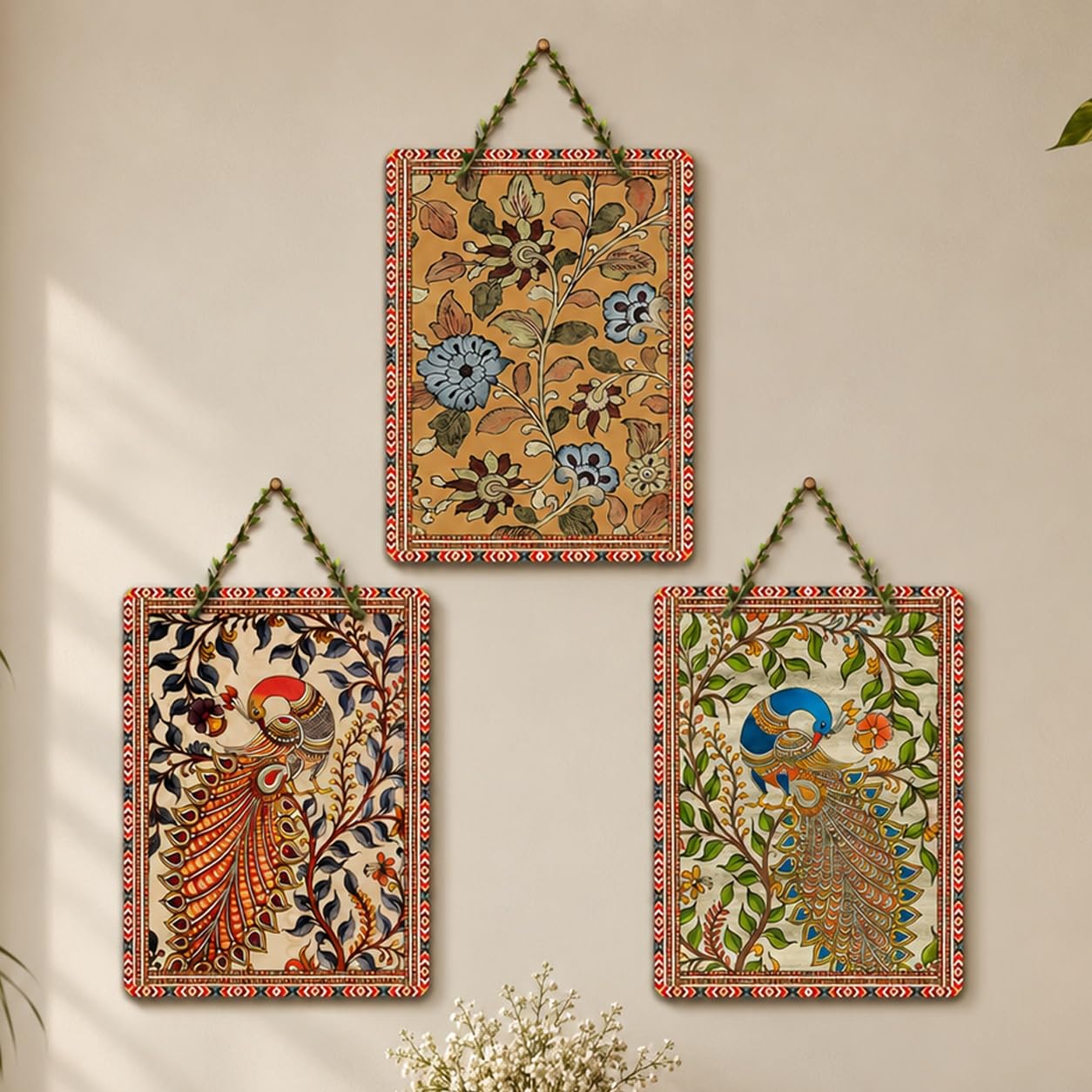 Artvibes Flower Wall Hangings - Set of 3 -11