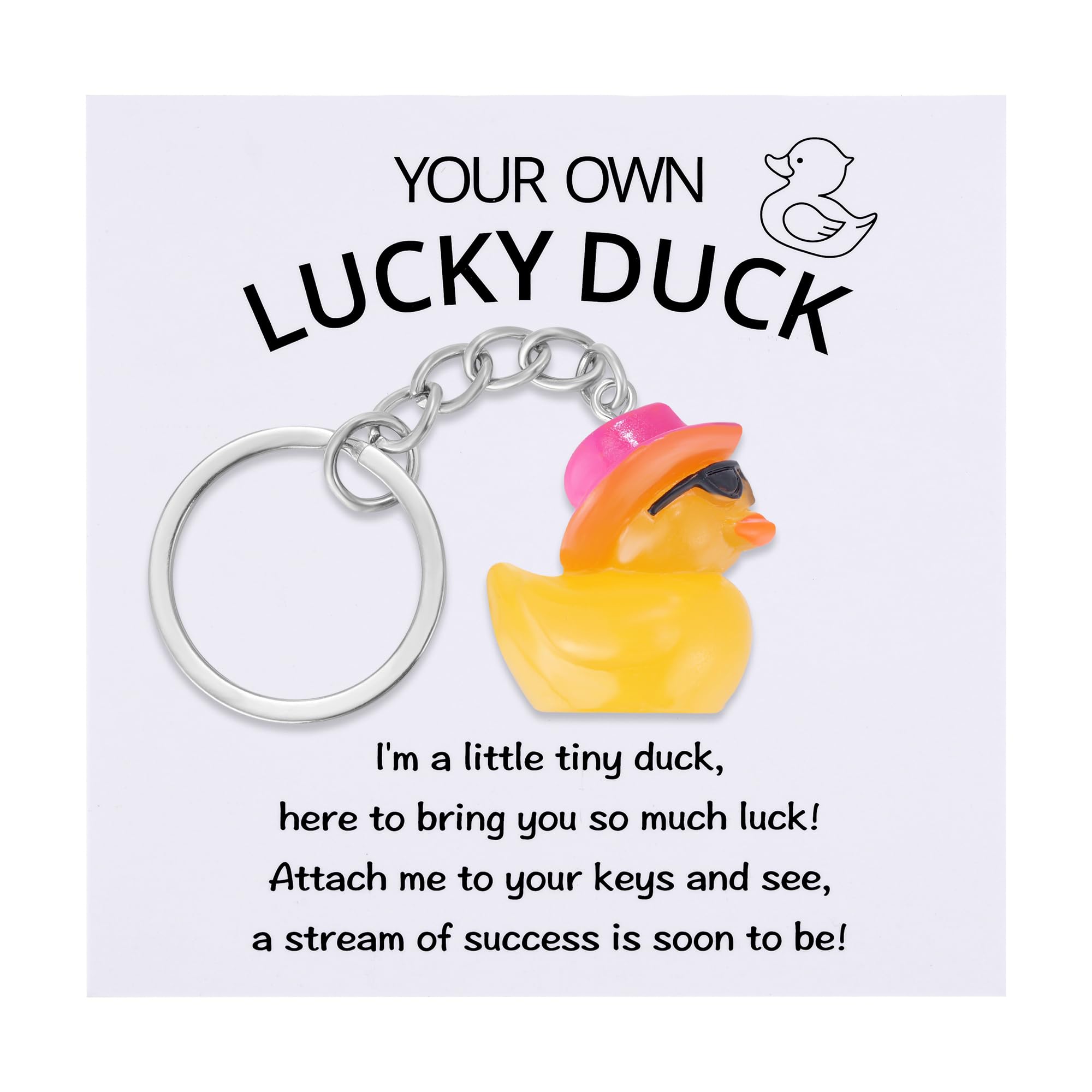 Lucky Duck Keychain – Good Luck Gift for New Job, Women, Friends – Inspirational Positive Keyring, Thinking of You Gift