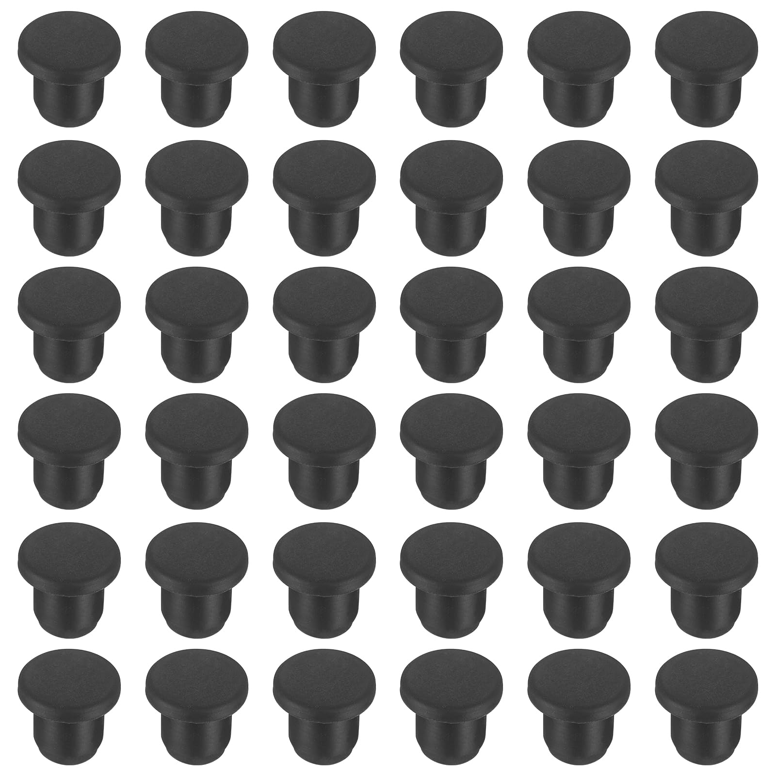 sourcing map 36pcs T-Shaped Silicone Plugs 10mm 3/8 Inch Dia Snap in Plug Hole Seal Cover Round Rubber Stopper for 9.5-10mm Holes Kitchen Rubber Bulkheads Waterproof Sealing, Black