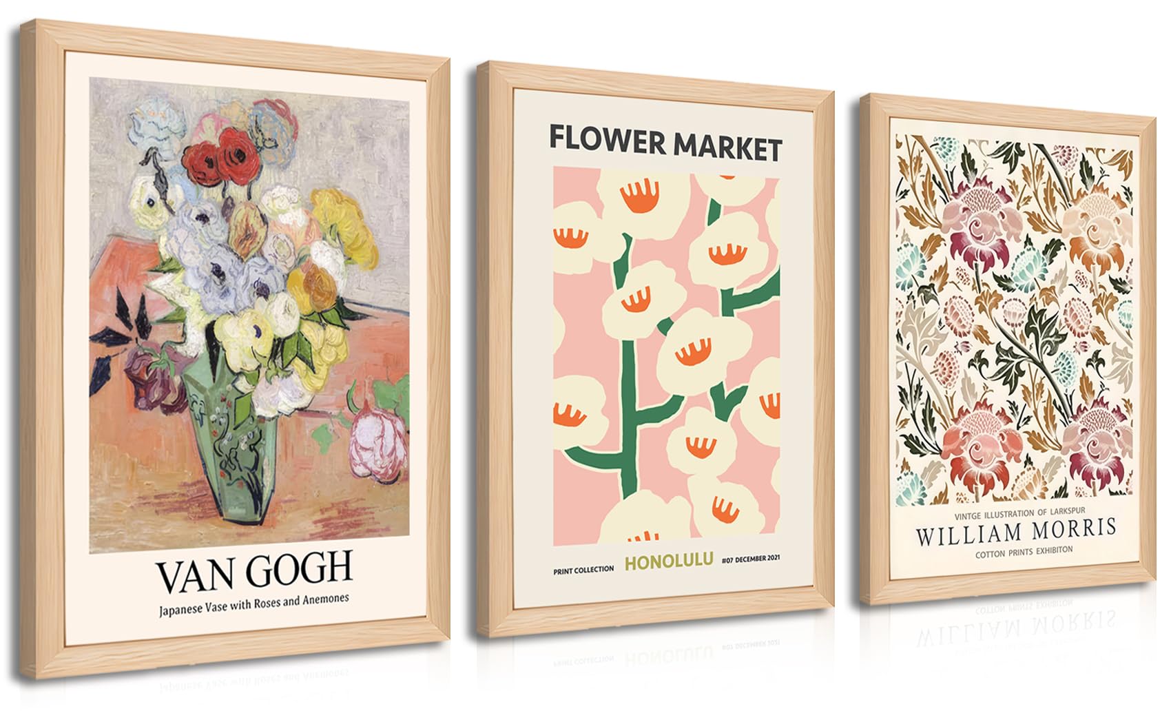Amazon.com: Framed Van Gogh Canvas Wall Art Set of 3 Colorful