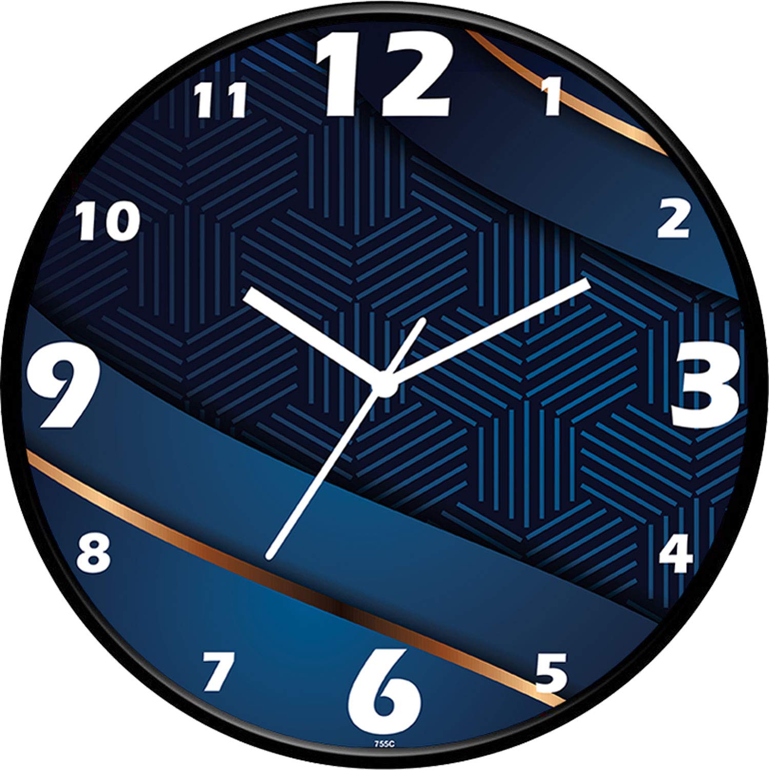 IIK COLLECTION Designer Analouge Round Wall Clock with Glass for Home/Kitchen/Living Room/Bed Room/Office, Size (28 cm x 28 cm x 6 cm) (IIK-755C-WC)