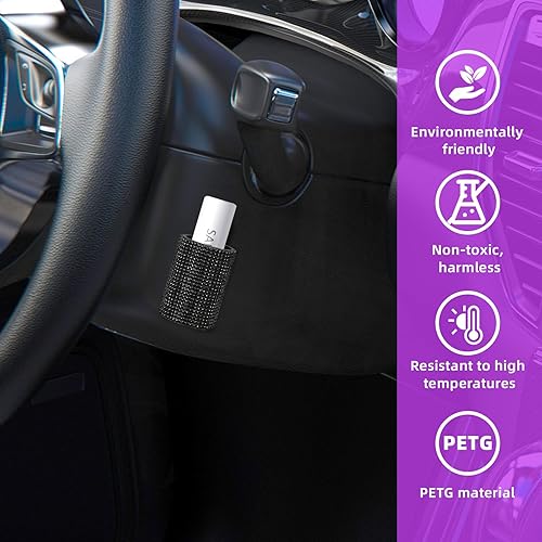 Miniatura 7 de Accesorios de automóvil para mujeres, soporte para bálsamo labial de automóvil, fácil de instalar, el exterior está hecho de diamantes de imitación