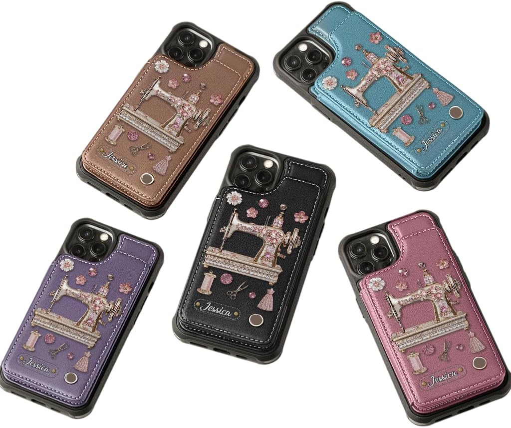 Beautiful Skull and Roses - Personalized Skull Wallet Phone Case Floral Flower Skeleton Shockproof Slim Phone Case, for Women Girls