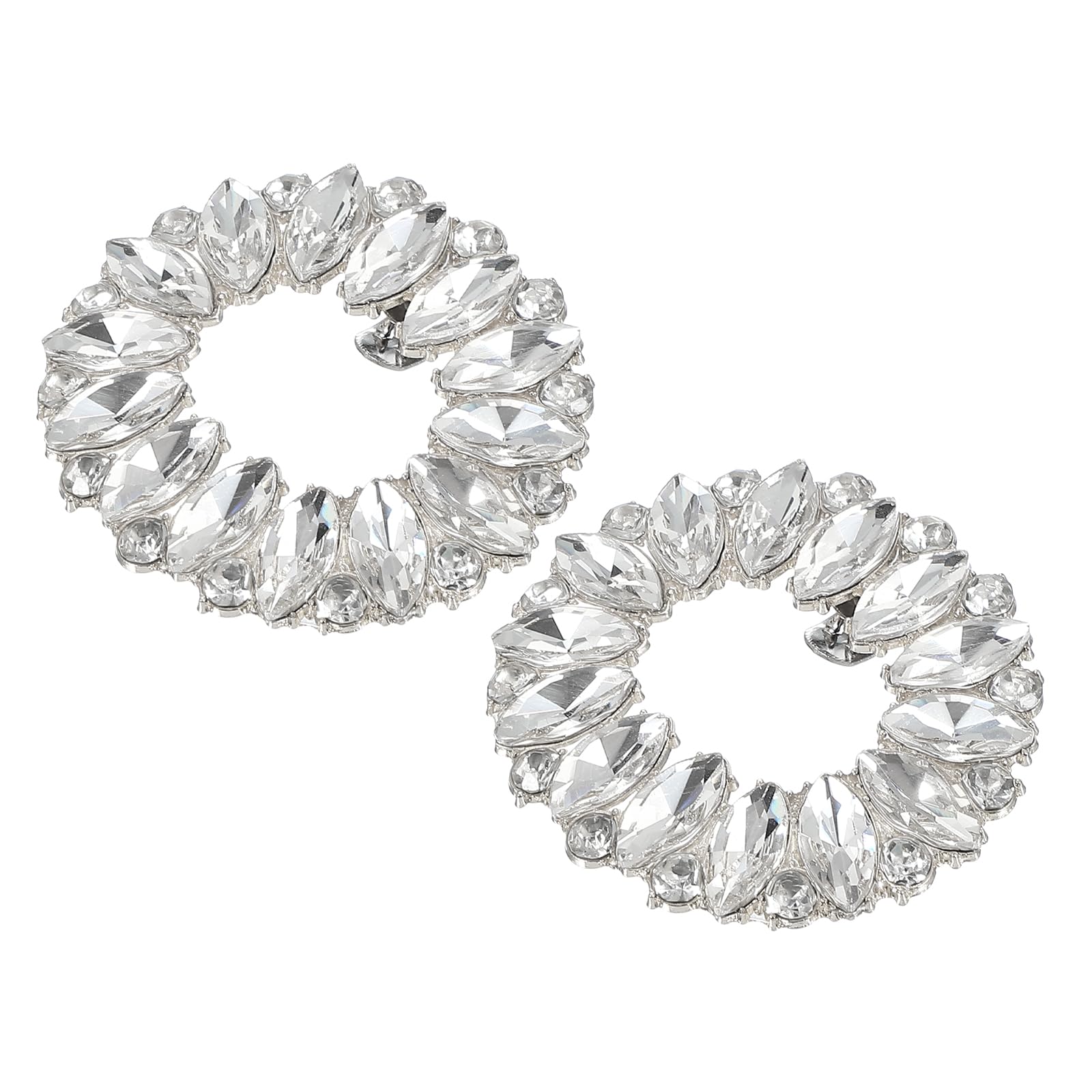 PATIKIL Broches De Zapatos De Piedras, 1 Par Desmontable Clásico Moda Lazo Brillante Accesorios De Tacones Decoración Para Boda Novia Fiesta De Graduación Uso Diario Accesorios, Plata