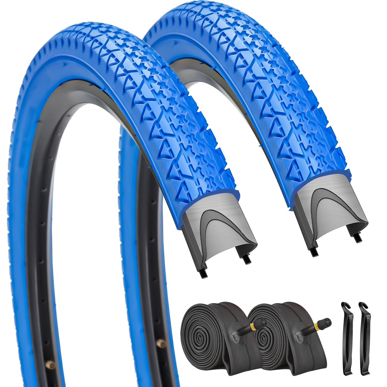 SIMEIQI 2 Pack Beach Cruiser Bike Tires and Tubes 26"/24"x2.125" Inch Beach Cruiser Bicycle Tires Red or Blue with AV 32mm Inner Tubes for Beach