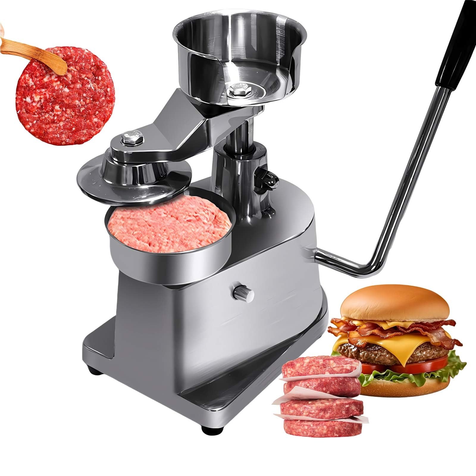 Prensa Hamburguesa Profesional De Acero Inoxidable, Heavy Duty Burger Press 4in/6in, Máquina Hamburguesa Comercial Para Restaurante, BBQ Y Food Truck(4in)