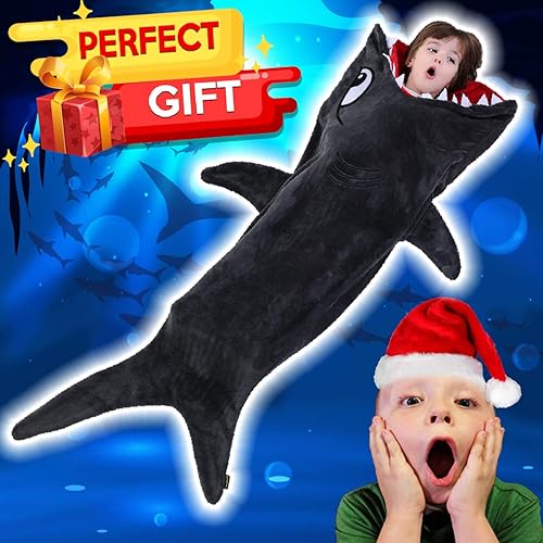 Miniatura 6 de CozyBomB Manta de animales de Shark Tails para niños diseño acogedor y suave de una pieza manta de felpa duradera sin costuras tamaño ampliado saco