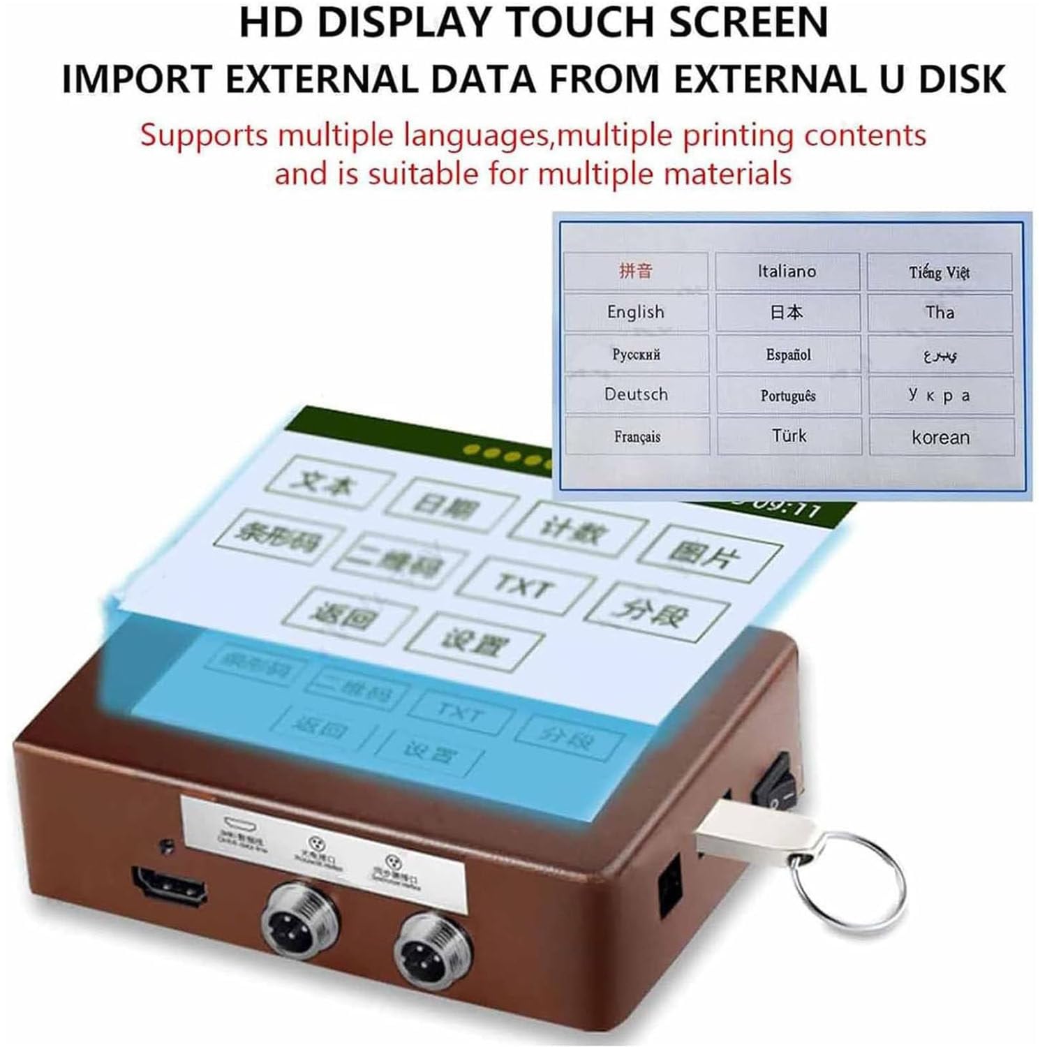 Impresora industrial de inyección de tinta, máquina de codificación automática para código de lote, fecha y logotipo, ancho de impresión de 12,7 mm/25,4 mm, ideal para varias aplicaciones