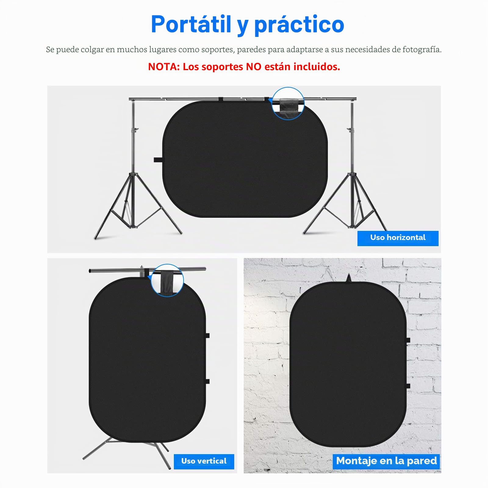 NEEWER Fondos Chromakey, Pantalla Negro de Doble Cara y Pantalla Blanco, Fondo 2 en 1 Plegable y Reversible para Fotografía, Juegos y Transmisión en Vivo, 1,5m×2m (Negro/Blanco)