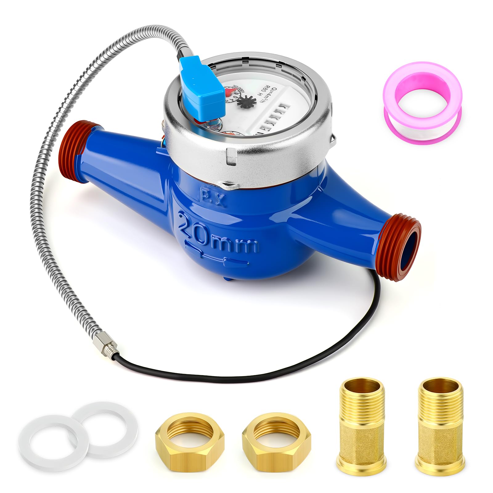 MEANLIN MEASURE 3/4" BSP Raccordi Contatore dell'acqua Contatore dell'acqua fredda con uscita a impulsi per il giardino o la casae 20 mm misura in metri cubi