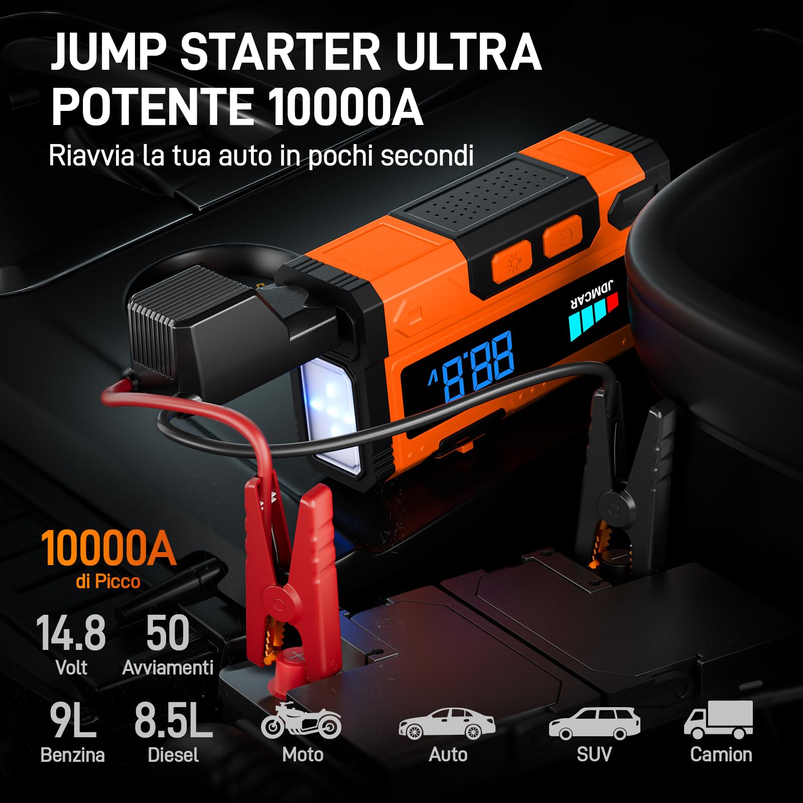 𝟐𝟖% 𝟎𝐅𝐅 𝟏𝟎𝟎𝟎𝟎𝐀 Booster Avviamento Auto - Avviatore Batteria Auto