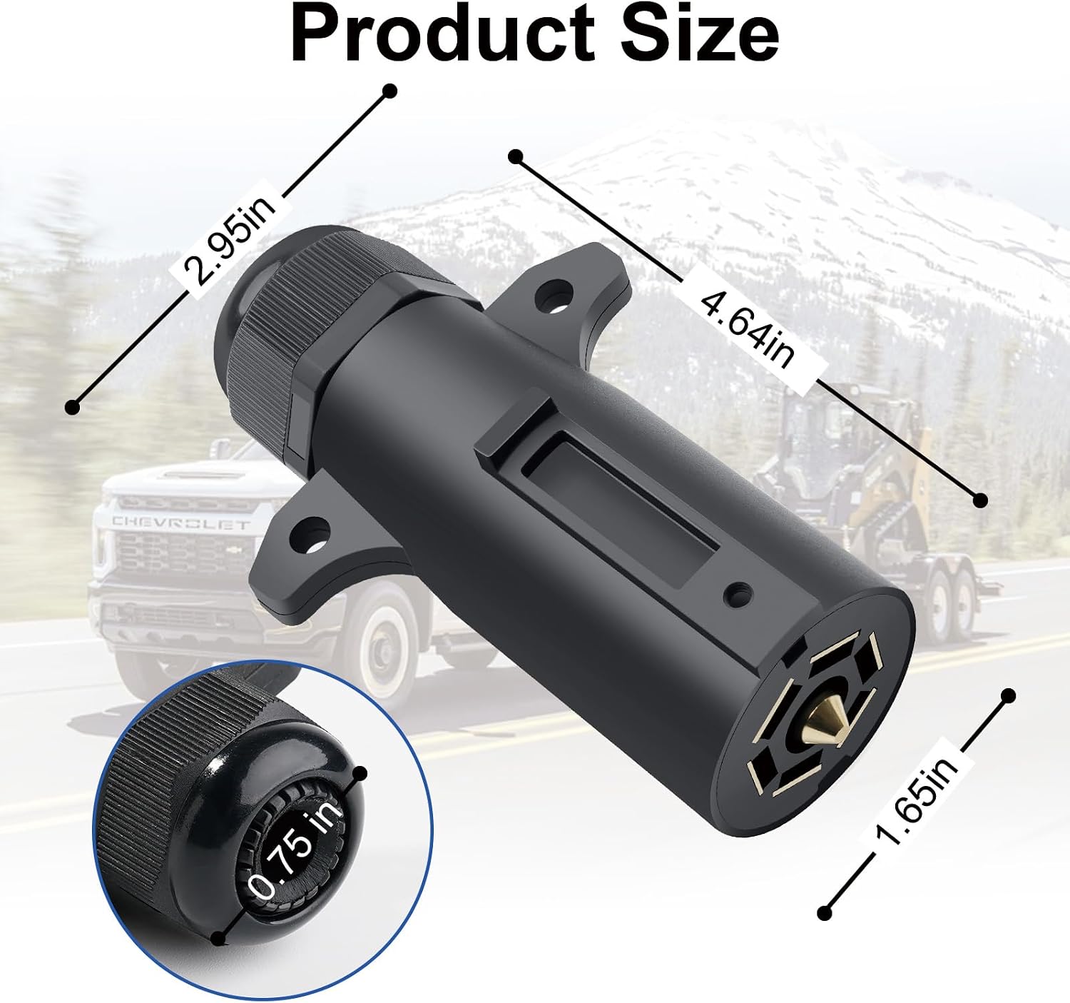 2 Pack 7 Pin Trailer Plug (Nut Style), 12V 7 Way Trailer Light Connector, 7 Prong Round RV-Style Trailer Side Connector Towing Wiring Harness Replacement Plug for RV, Boat, and Trailers