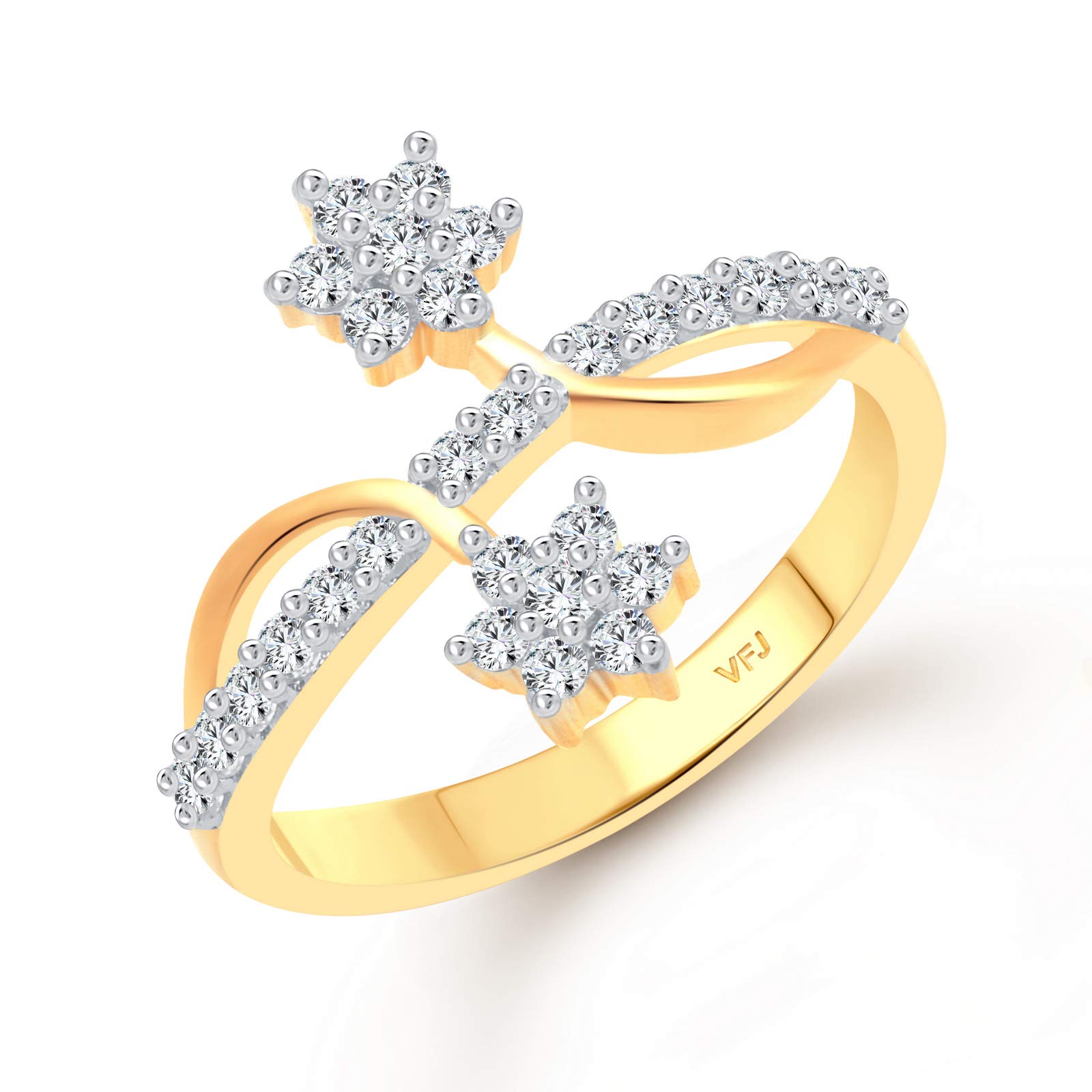Vighnaharta Valentine Day Gift valentineday Gift for him Gift for Women Gift for Men Dia Couple Flower cz Gold and Rhodium Plated Alloy Ring for Women and Girls-[VFJ1395FRG15] (B07L8K4728) Amazon Price History, Amazon Price Tracker