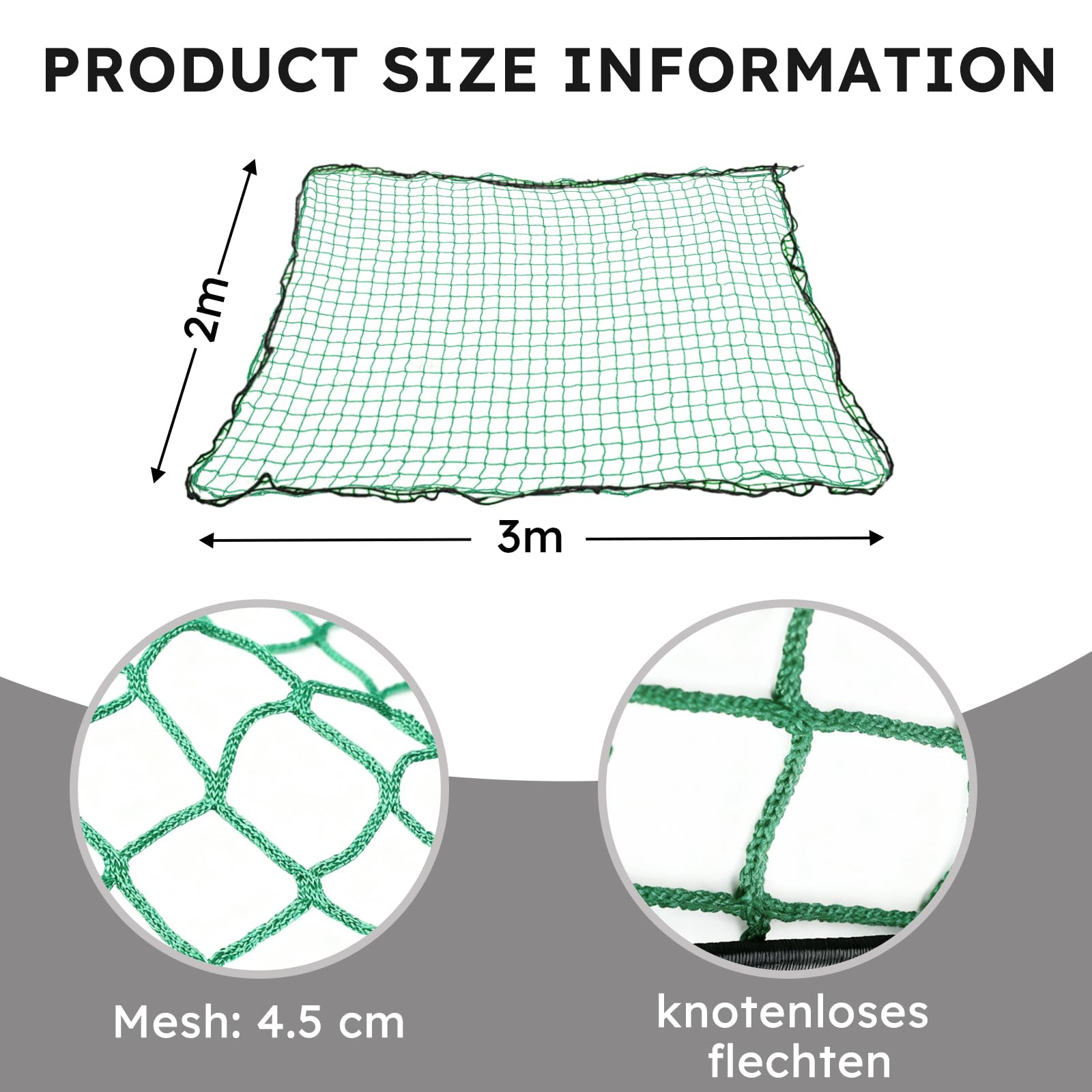 Filet Remorque, Polyester renforcé, Maille de Sécurité pour Charge, Anti-enchevêtrement, avec Crochets, pour Sécuriser Le Chargement (Vert, Filet pour Remorque 300x200)