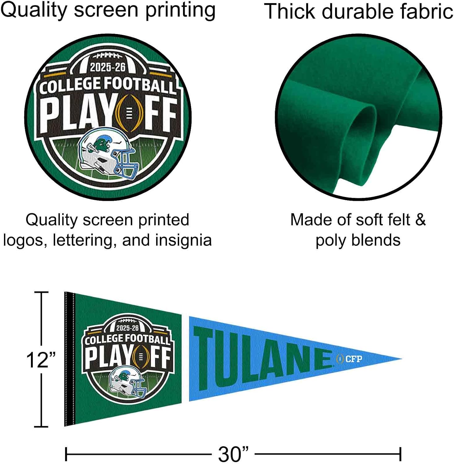 Tulane Green Wave 2025 College Football Playoffs Pennant Flag